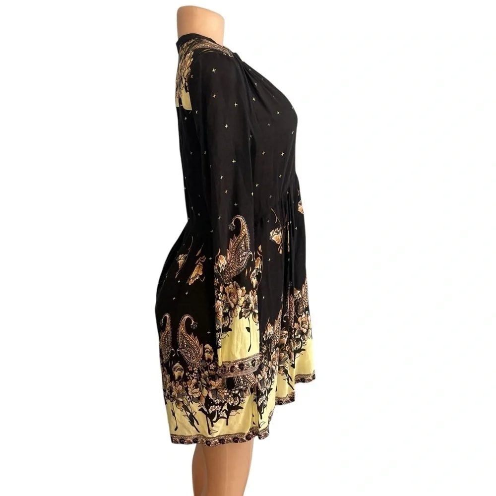 Free People Sierra Valley Printed Shirtdress Black & Cream